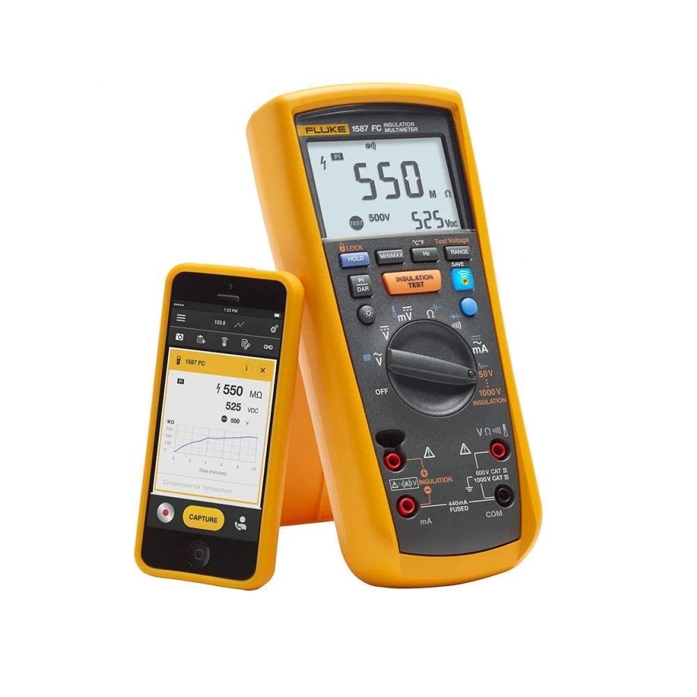 [FLUKE-1587 FC] Multimetro Digital Con Aislamiento Megohmetro 50V, 100V, 250V, 500V, 1000V Pi/Dar Filtro Pasa Bajos Medida De Voltaje 1000V Ac/Dc Milivoltios Dc Miliamperios Ac/Dc Resistencia Continuidad Temperatura Fluke 4691215