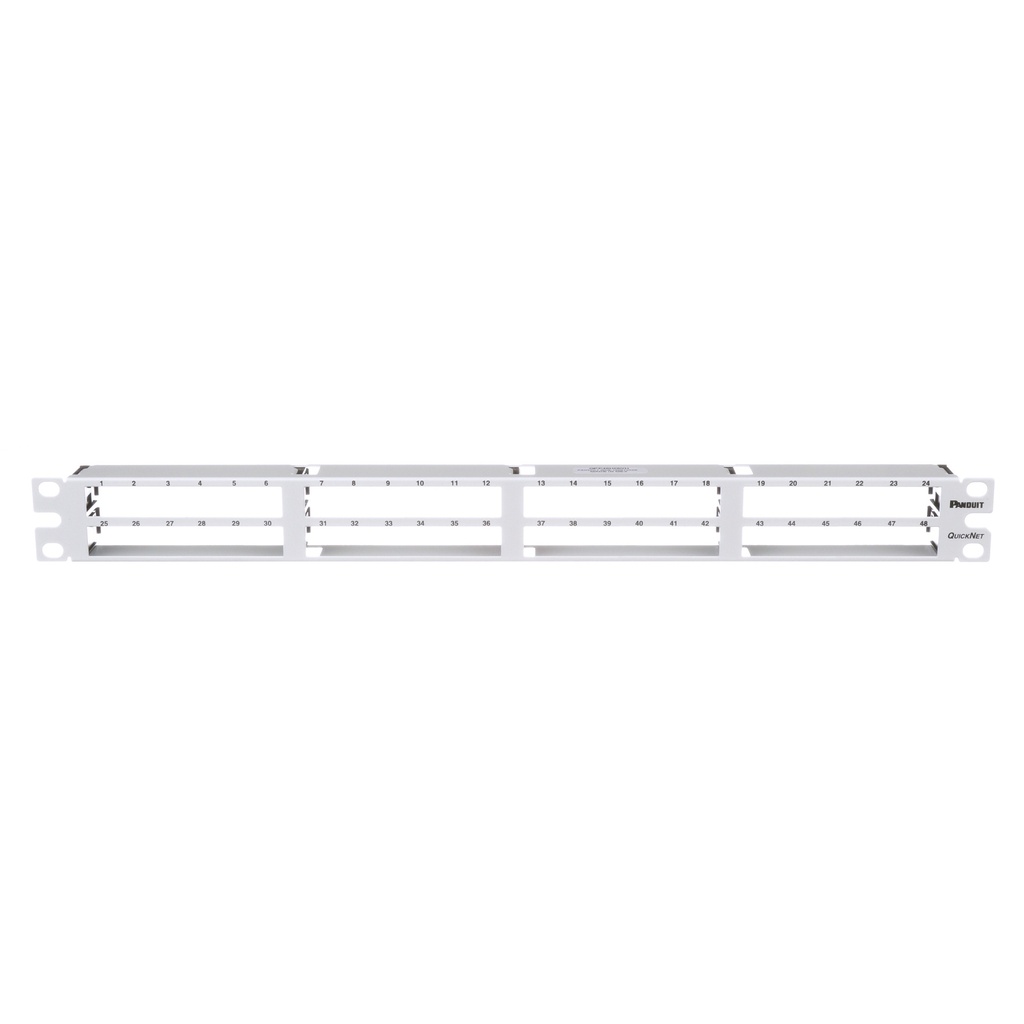 Patch Panel Qn, Plano, 48 Puertos, 1Ru, Blanco Incluye Barra