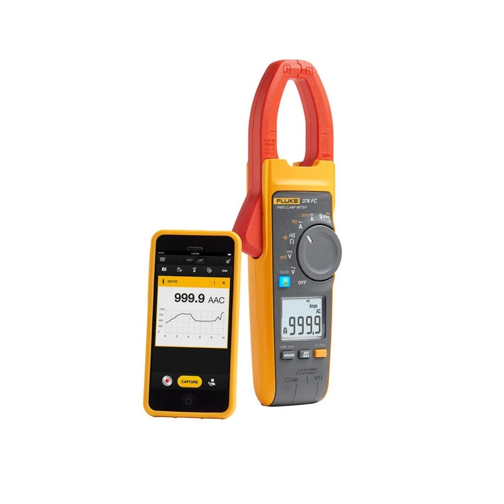 [FLUKE-376 FC] Pinza Amperimetrica De Corriente Inteligente True Rms Con Iflex Hasta 2500 A Ac - 1000A Ac/Dc 1000V Ac/Dc Capacitancia Resistencia Frecuencia Fluke Connect Cat Iv 600 V/Cat Iii 1000 V Fluke 5065965