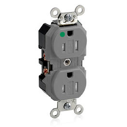 Toma 15A 125V 1F+N+T Tamper Resistant Grado Hospitalario Leviton Gris