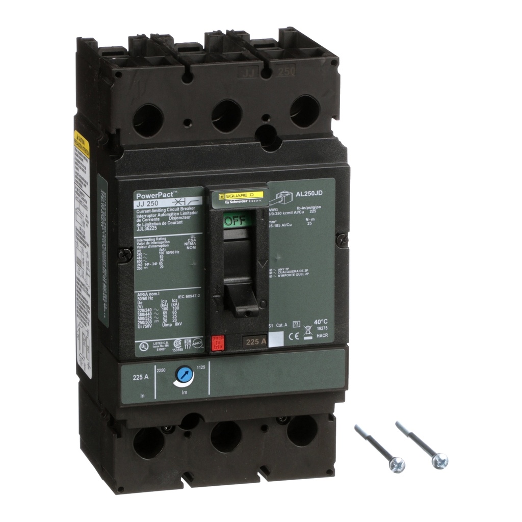 Interruptor 3 Polos 225A 100Ka - 240V Powerpact 600V Schneider