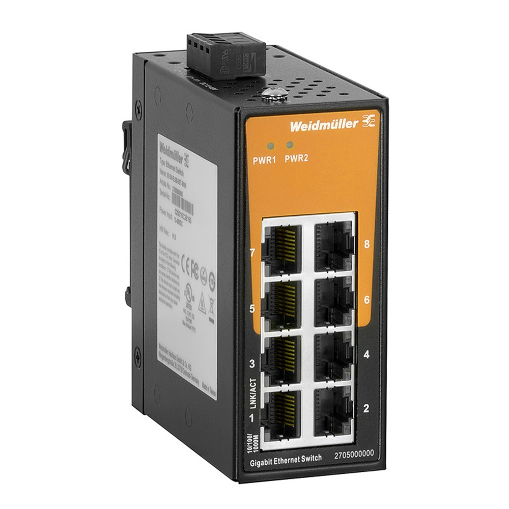 Switch Industrial No Administrable 8Xrj45 Giga Ethernet Ip30 Riel Din Weidmuller _2705000000