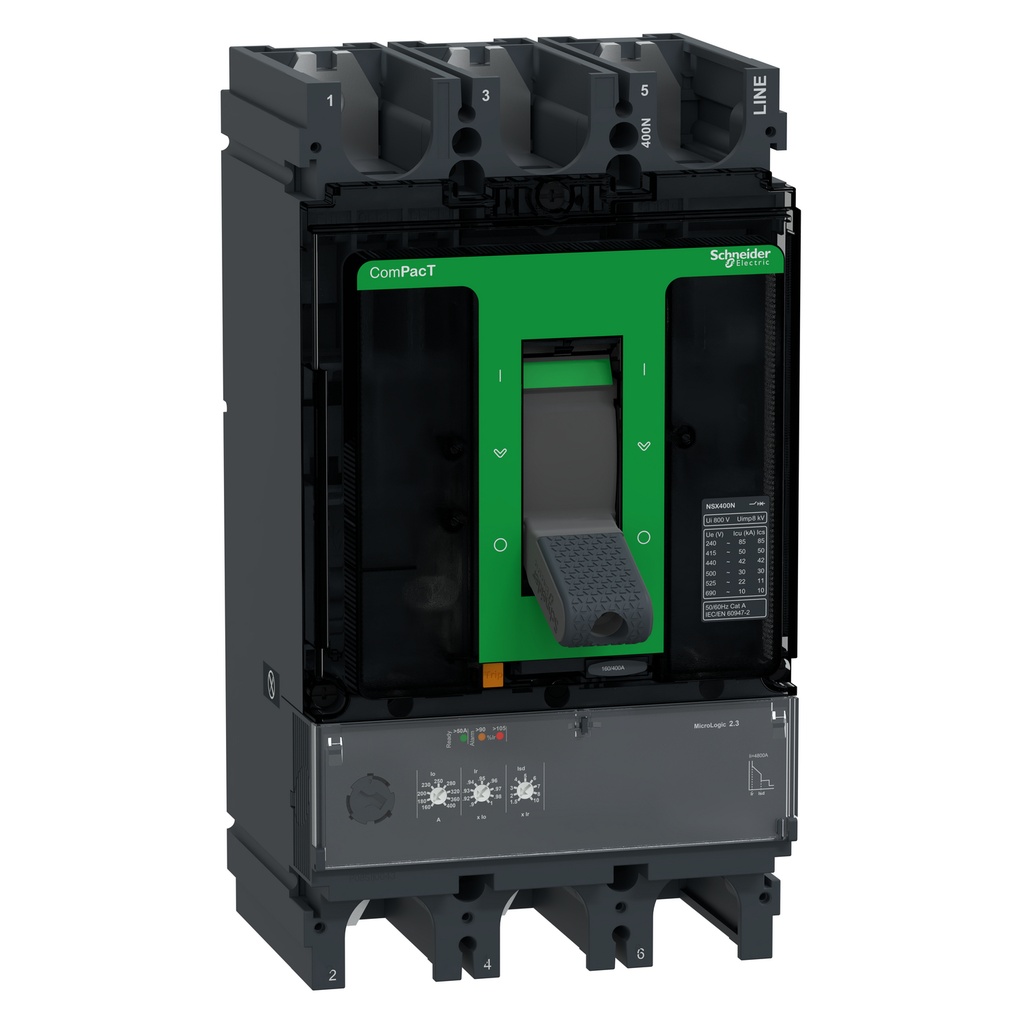 Interruptor 400-160A 600V Schneider 85Ka A 240V Y 35Ka A 440V  Nsx400Ntm400