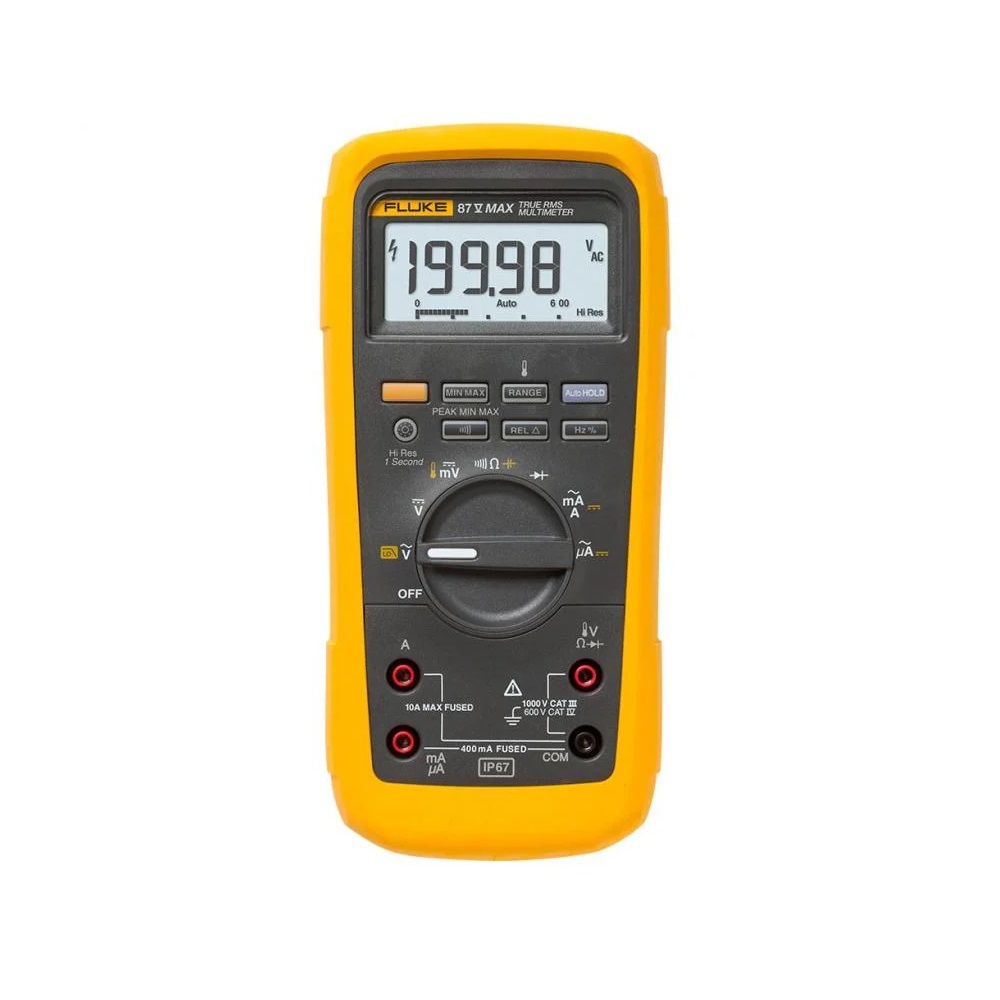 [FLUKE-87V-MAX] Multimetro Digital Rms Real 1000 V Ca/Cc 10A Hasta 200Khz Ip67 Resistente Impactos Fluke
