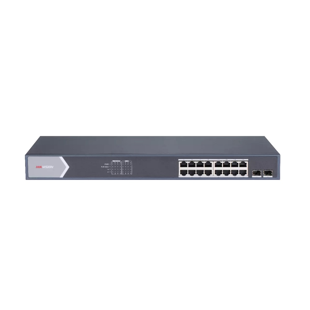 [DS-3E1518P-SI] Switch Poe 16 Puertos Administrable Inteligente Gigabit + 2 Sfp Gigabit 225W 36Gbps Hikvision 301802030