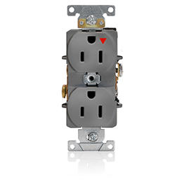 [5262-IGG] Toma 15A 125V 1F+N+T Doble Polo Tierra Aislado Leviton Gris Grado Industrial