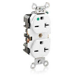 [8400-W] Toma 20A 250V 2P+T Doble Polo Tierra Grado Hospitalario Blanca Nema 6-20R Leviton