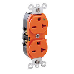 [5462-IG] Toma 20A 250V Doble Nema 6-20R 2P+T Naranja Grado Industrial Tierra Aislada Leviton