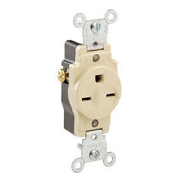 [5029-I] Toma Sencilla 15A 250V 2F+T Polo Tierra Nema 6-15R Marfil Leviton