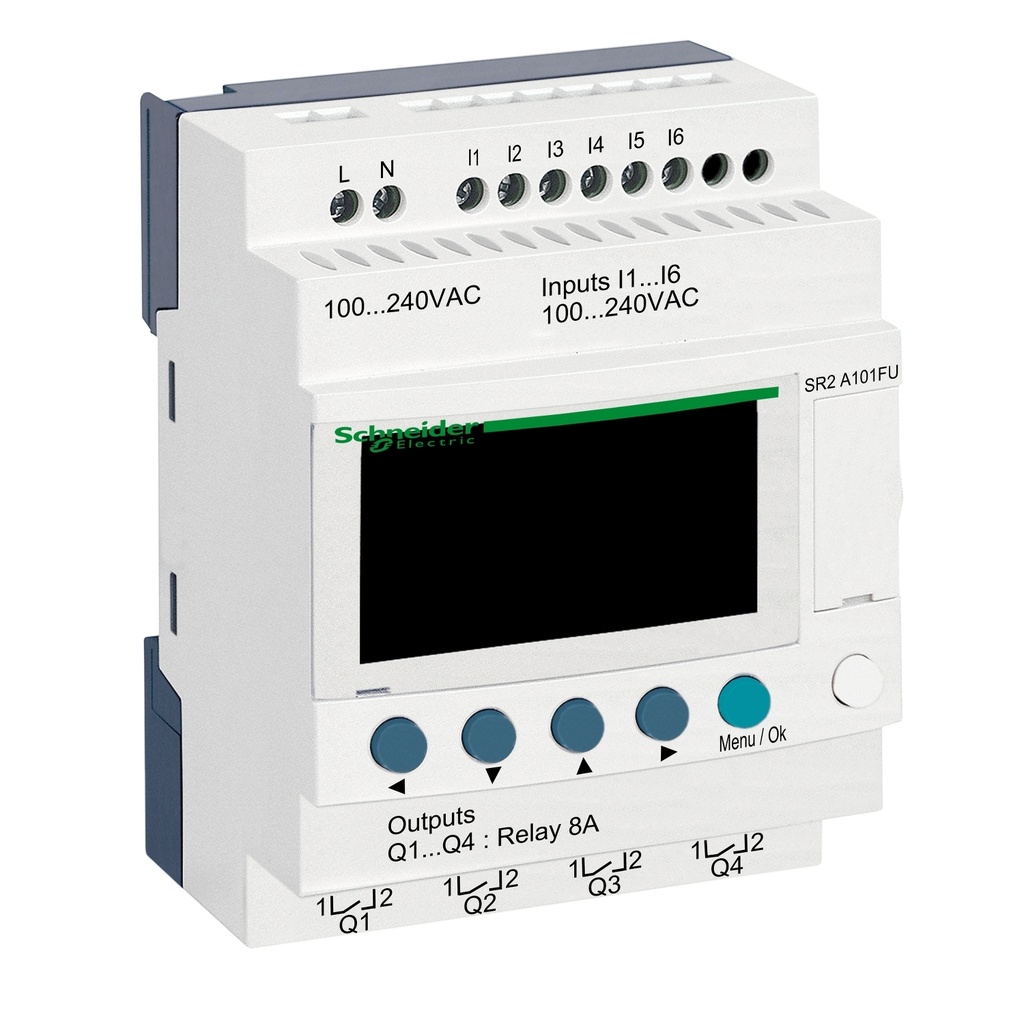 Plc Zelio 6 Entradas 100-240Vac 4 Salidas Rele Con Display Sin Reloj Schneider