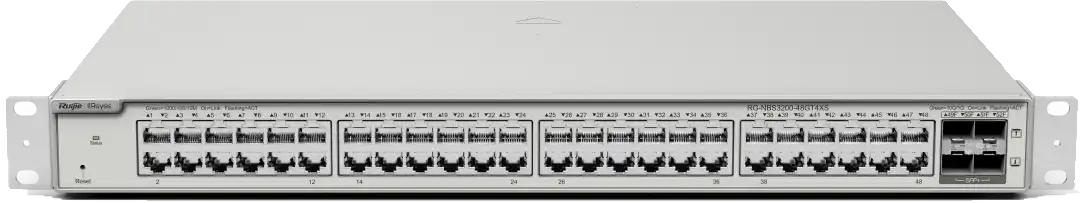 [RG-NBS3200-48GT4XS] Switch 48 Puertos Red 1Gpbs + 4 Puertos Sfp 10Gbps Capa 2 Tasa 130.95Mbps 1Ru Administrable Nube Ruijie
