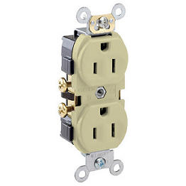 [CR15-I] Toma 15A 125V 1F+N+T Doble Polo Tierra Grado Comercial Leviton Marfil Leviton