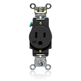 Toma Sencilla 15A 125V Resistente Al Clima 5-15R Grado Industrial Negra Leviton