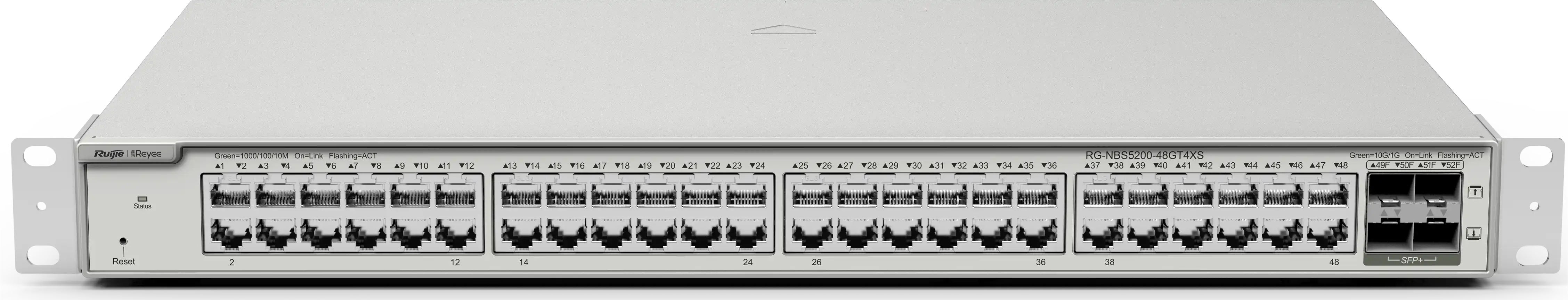 [RG-NBS5200-48GT4XS] Switch 48 Puertos Red 1Gpbs / 4 Puertos Sfp+ 10Gbps Capa 3 / Tasa 132Mbps 1Ru Administrable Nube Ruijie
