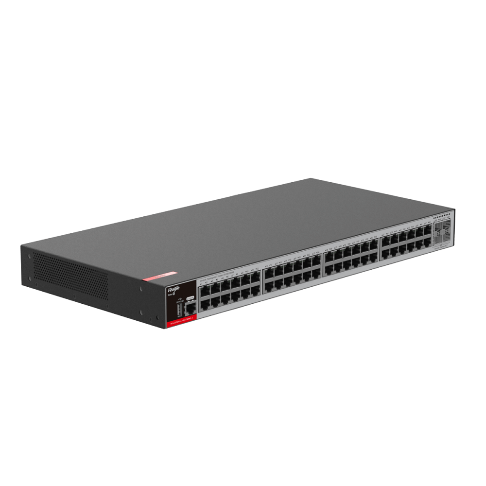 [RG-S2915-48GT4MS-L] Switch 48 Puertos Red 1Gpbs + 4 Puertos Sfp 2.5Gbps Capa 2+ Tasa 87Mbps 1Ru Administrable Nube Ruijie