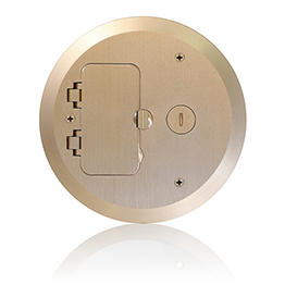 Placa Para Sistema De Caja De Piso De Concreto 1 Tapa Abatible Decora Y 1 Tapa De Datos Laton  Para Usar Con Fbbox-Gy Y Fblev-Gy Leviton  Fbc1F-B