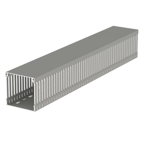 [80.80.77] Canaleta Con Tapa 80Bx80A Mm Gris Ranurada Tramo X 2 Mts U23X Unex