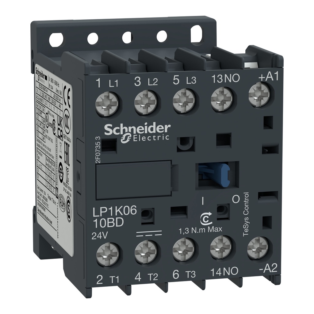 Contactor Tesys K 9A Ac3 1Na 4Kw A 400V Bobina 24Vdc Schneider Lp1K0910Bd