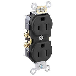 [CR15-E] Toma 15A 125V 1F+N+T Doble Polo Tierra Grado Comercial Leviton Negra Leviton Cr15-E