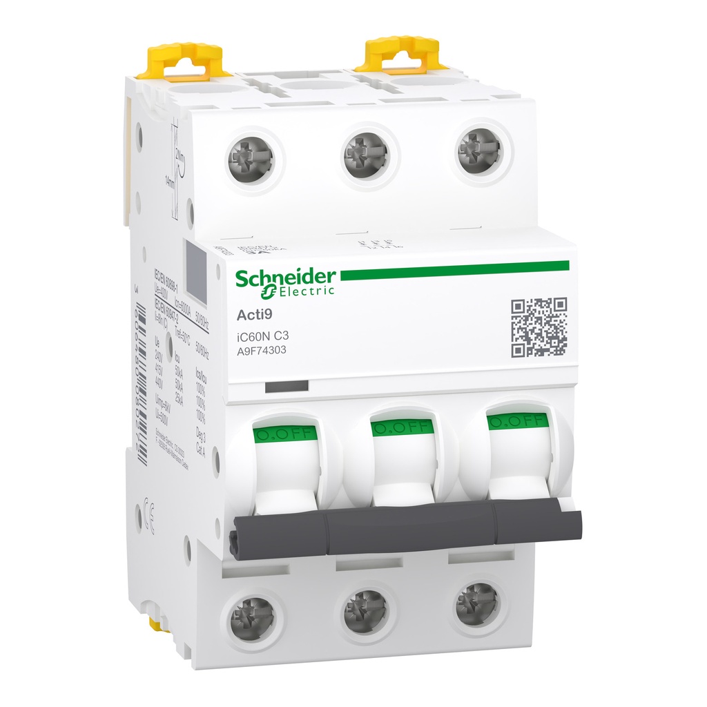 Taco Riel 3X3A  50Ka A 220Vac 180Vdc 10Ka A 180Vdc Curva Disparo Clase C Schneider