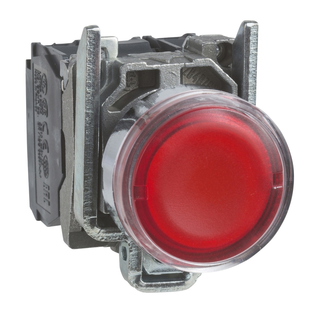 Pulsador Luminoso 250Vac/Dc 22Mm Rojo Ip65 1Na+1Nc Schneider