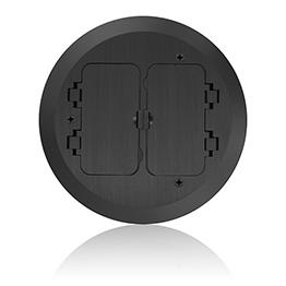 Placa Cubierta Para Sistema De Caja De Piso De Concreto 2 Tapas Abatibles 180 Grados Decora Negra Leviton
