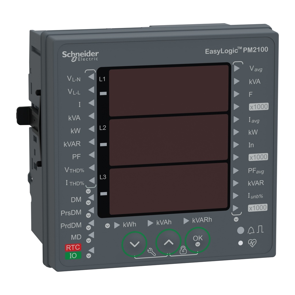 [METSEPM2130] Medidor De Energia Y Potencia Pantalla Led 3P+N 100/265Vac 100/277Vdc 5A Modbus Rtu Rs485 96X96Mm Schneider