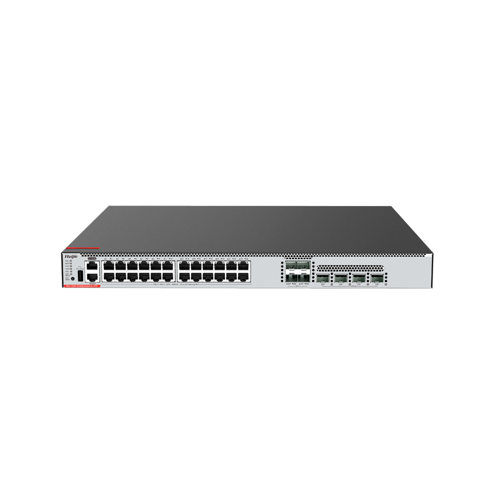 [RG-CS86-24XMG4XS4VS-UPD] Switch 24 Puertos 100/1000 2.5/5/10Gb Poe++  4 Puertos Sfp+ 10G + 4 Puertos 25G Sfp28 Tasa 565Mpps Vsu Administrable Nube Sin Fuente Ruijie