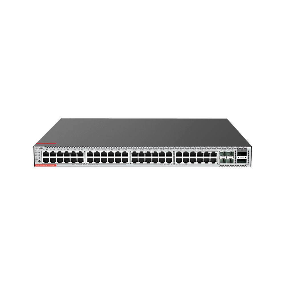 [RG-CS86-48MG4VS2QXS-UPD] Switch 48 Puertos 100/1000 2.5/5Gb Poe++ 4 Puertos 10/25G Sfp28 + 2 Puertos 40G Qsfp+ Tasa 625Mpps Vsu Administrable Nube Sin Fuente Ruijie