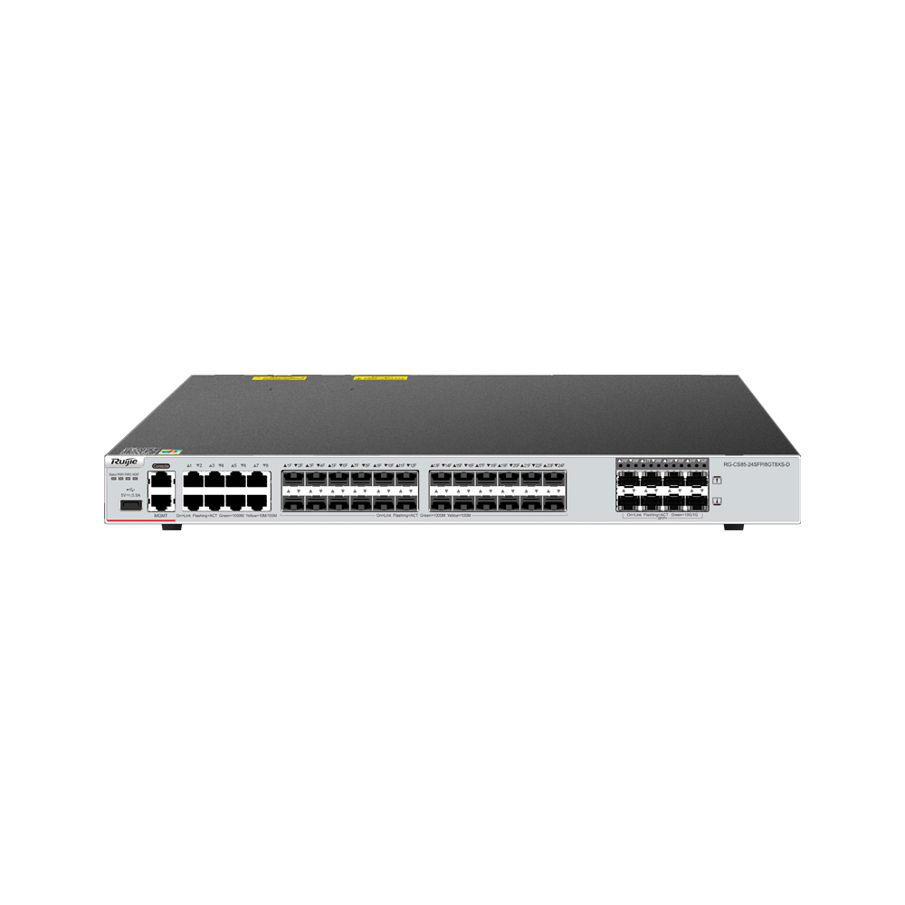 [RG-CS85-24SFP/8GT8XS-D] Switch 24 Puertos 16 Puertos 1Gb Sfp + 8 Puertos Combo Sfp + 8 Puertos 10G Sfp+ Tasa 426-600Mpps Capa 3 Vsu Administrable Nube Sin Fuente Ruijie