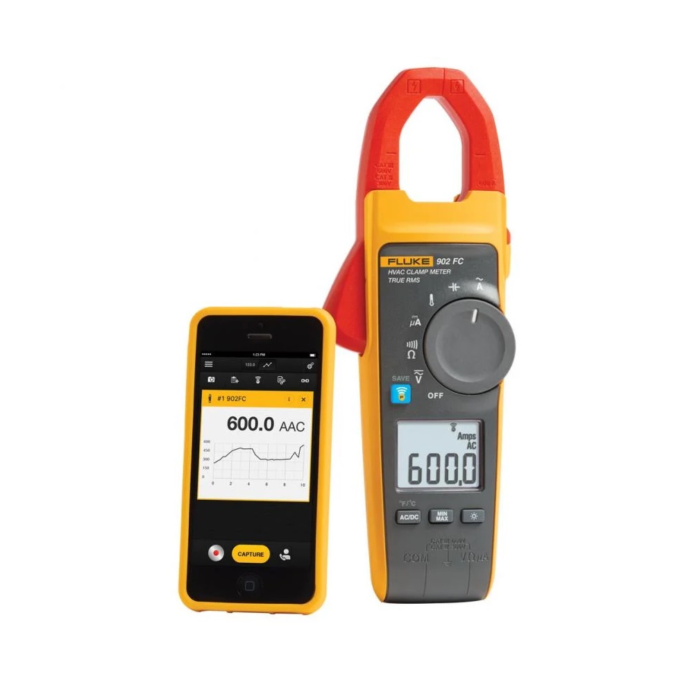 [FLUKE-902 FC] Pinza Amperimetrica True Rms Hvac 200Μa Dc 600A Ac 600V Ac/Dc Resistencia Temperatura Fluke Connect Cat Iii 600V/Cat Iv 300V Fluke 4695814