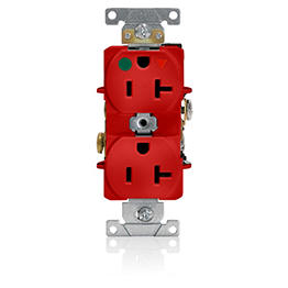 [8300-IGR] Toma 20A 125V 1F+N+T Doble Polo Tierra Aislado Grado Hospitalario Rojo Nema 5-20R Leviton