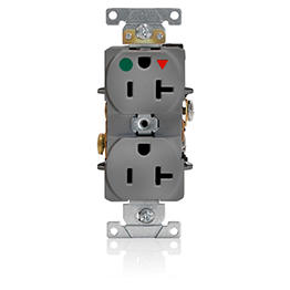 [8300-IGG] Toma 20A 125V 1F+N+T Doble Polo Tierra Aislado Grado Hospitalario Gris Nema 5-20R Leviton