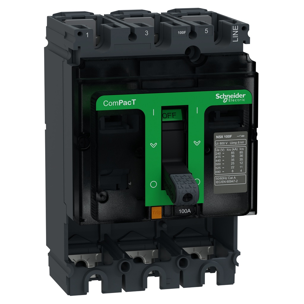 Interruptor Fijo 100A Nsx100F 36Ka A 415Vac 690Vac Sin Unidad De Disparo Schneider
 C10F3