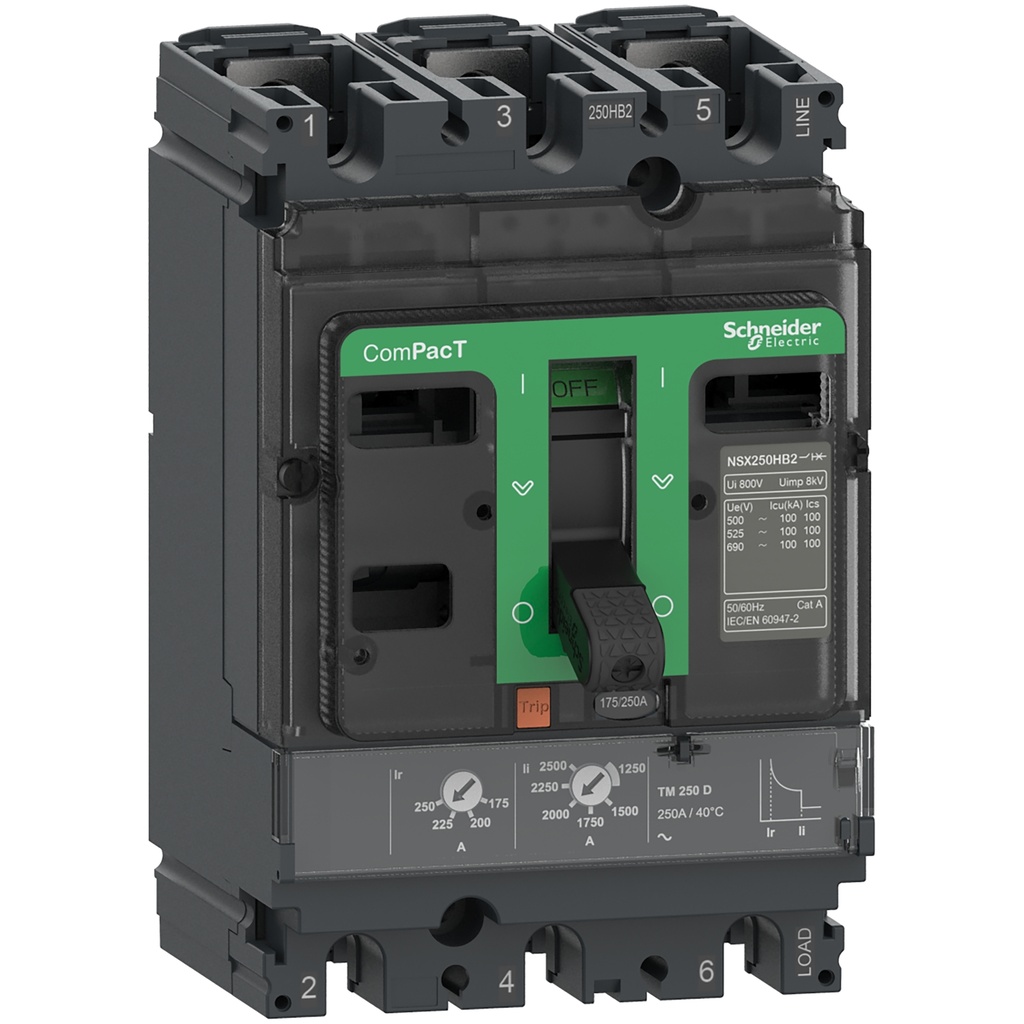 [C25H3TM200] C25H3Tm200 Interruptor Regulable 140-200A Nsx250H 3 Polos 100Ka A 220-240Vac / 65Ka 440Vac Schneider