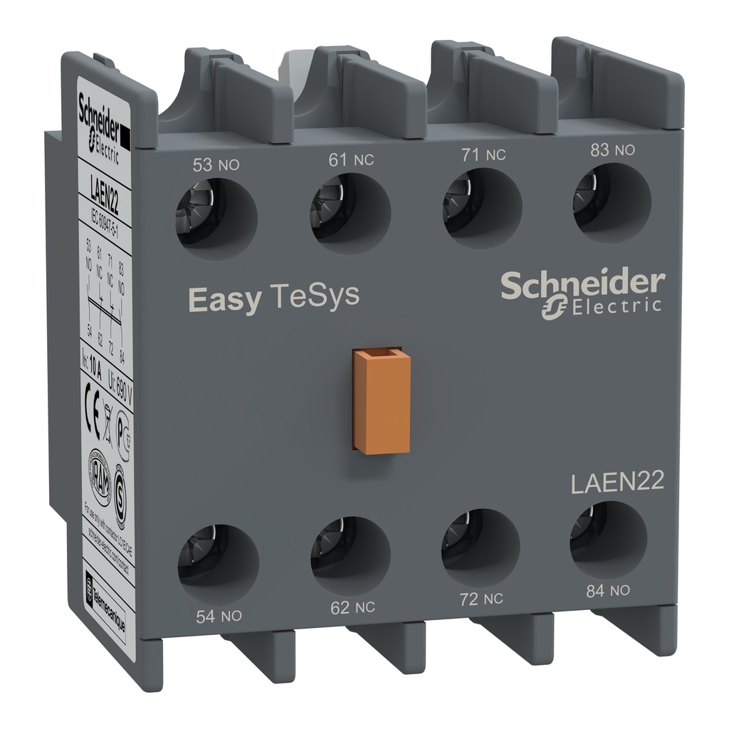 Laen22 Bloque De Contactos Auxiliar Frontal P/Contactor 2Na+2Nc Tesys E 10A 690V Schneider