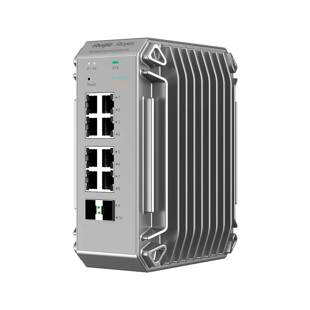 [RG-NIS3100-8GT2SFP-HP] Switch Administrable Poe+  8 Puertos Gigabit Rj45 802.3Af/At + 2 Sfp Para Fibra 1Gb 240W Modo Extendido 250Mtrs Capa 2 Ruijie Rg-Nis3100-8Gt2Sfp-Hp