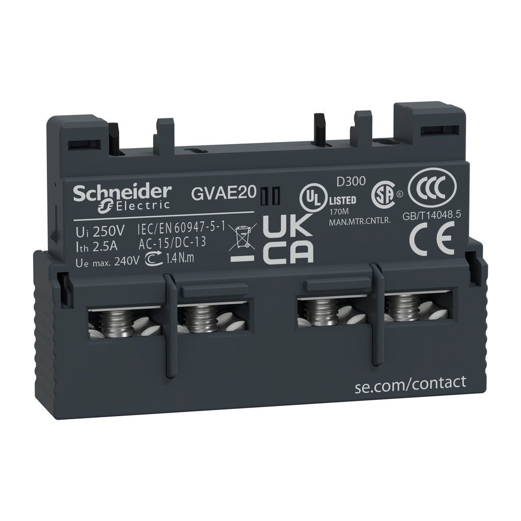 Bloque De Cotactos Auxiliar Frontal Tesys 2Na 240Vac/2A - 1A/60Vdc Para Guardamotor Gv2/3 Ls1D32 Schneider