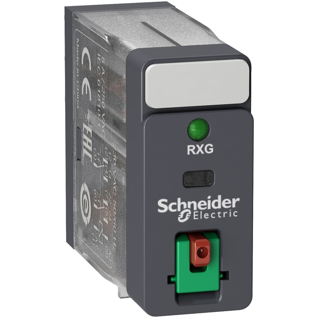 [RXG22F7] Rele 8 Pines Bobina 120Vac 2 Contactos 5A Led Indicador/Pulsador De Prueba Ip40 Ench Zelio Schneider