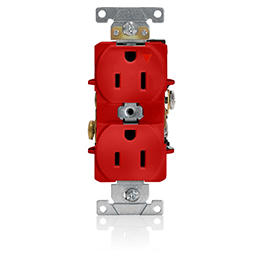 Toma 15A 125V 1F+N+T Doble Polo Tierra Aislado Rojo Grado Industrial Leviton
