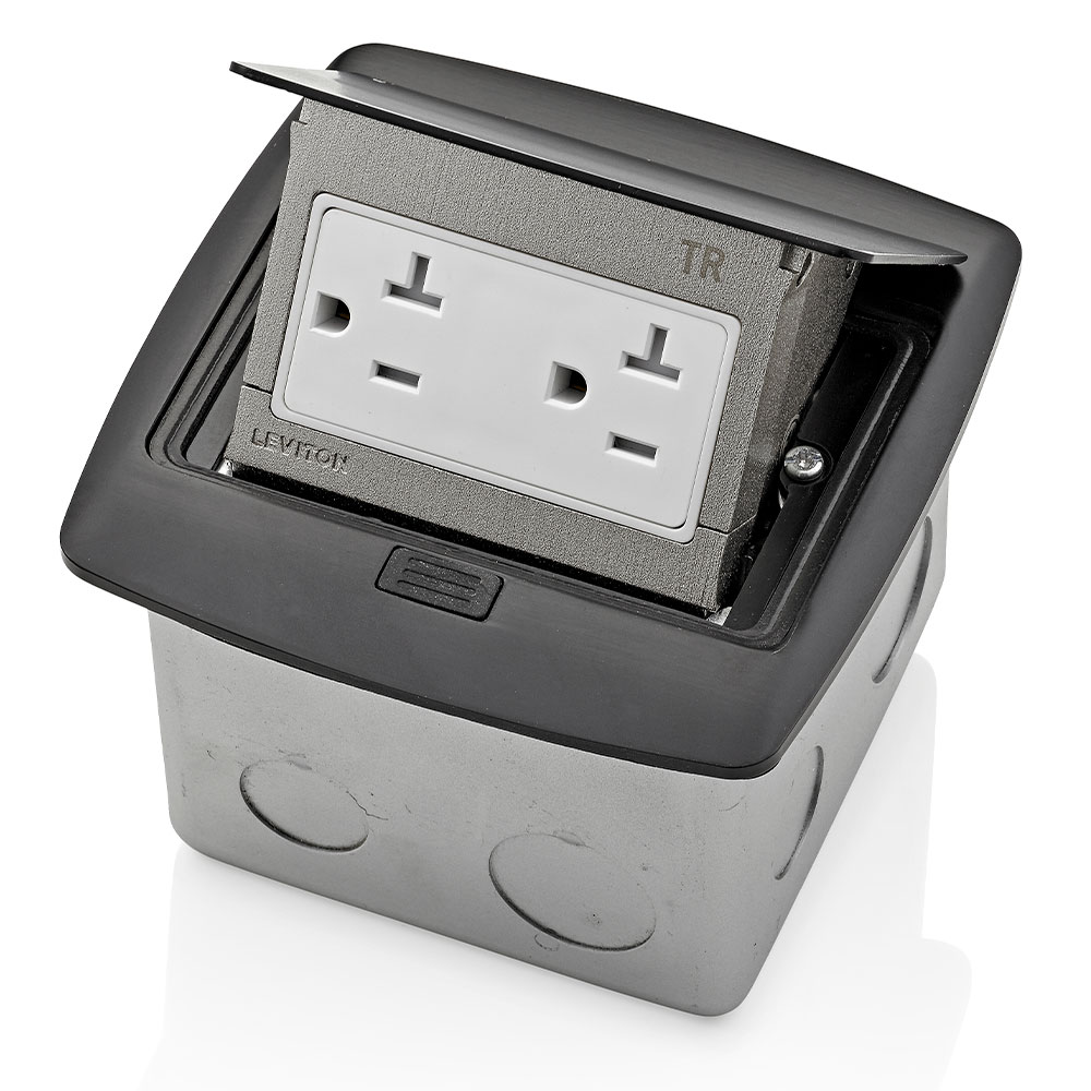 Caja De Piso Pop Up 20A 125V 520R Abatible Negro Leviton | Mem